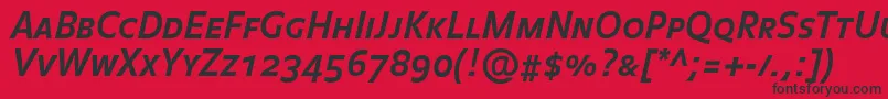 Weitere Informationen zur BalanceboldCapsitalic-Schriftart BalanceboldCapsitalic-Schriftart – Schwarze Schriften auf rotem Hintergrund