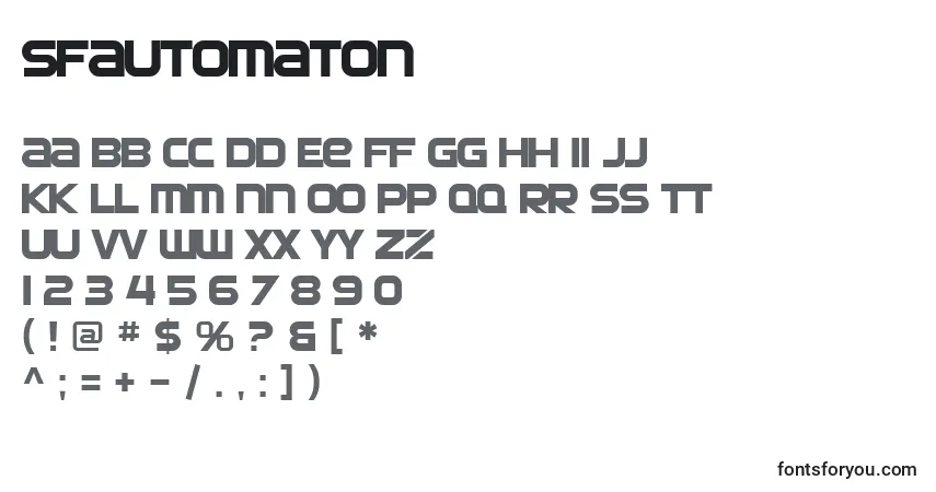 A fonte SfAutomaton – alfabeto, números, caracteres especiais