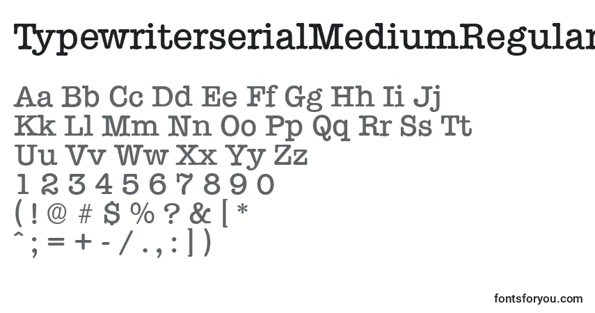 Schriftart TypewriterserialMediumRegular – Alphabet, Zahlen, spezielle Symbole