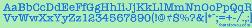TypewriterserialMediumRegular-fontti – siniset fontit vihreällä taustalla