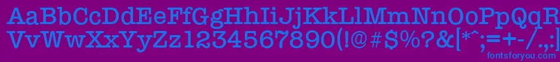 TypewriterserialMediumRegular-Schriftart – Blaue Schriften auf violettem Hintergrund