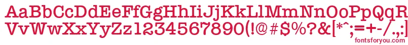 フォントTypewriterserialMediumRegular – 白い背景に赤い文字