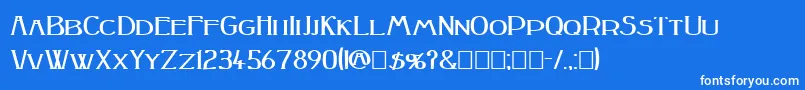 PeakeSquatBold-Schriftart – Weiße Schriften auf blauem Hintergrund