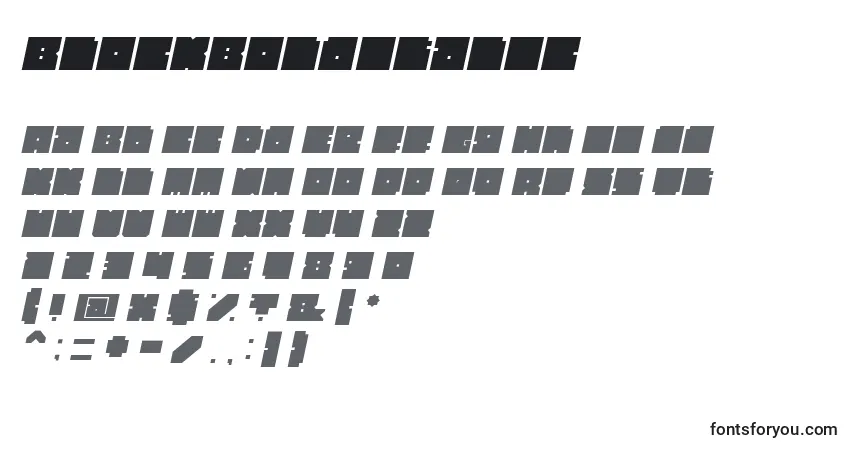 BlockBoldItalic Font – alphabet, numbers, special characters