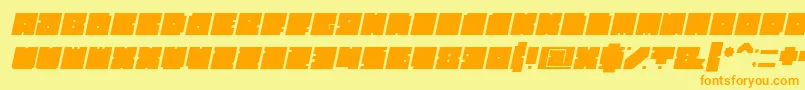 BlockBoldItalic-Schriftart – Orangefarbene Schriften auf gelbem Hintergrund