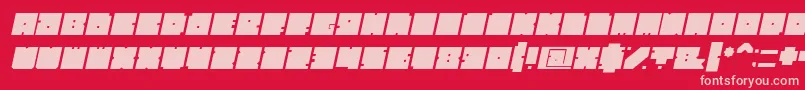Fonte BlockBoldItalic – fontes rosa em um fundo vermelho
