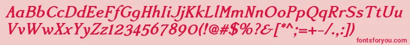 フォントAccanthisadfstdno2Bolditalic – ピンクの背景に赤い文字