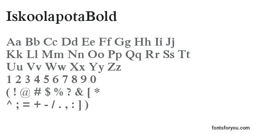Czcionka IskoolapotaBold – alfabet, cyfry, specjalne znaki