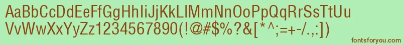 HelveticaLtCondensedMedium-fontti – ruskeat fontit vihreällä taustalla