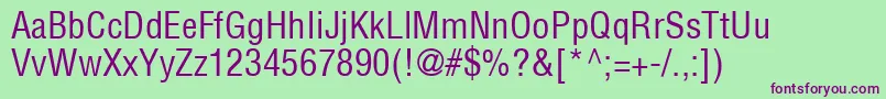 HelveticaLtCondensedMedium-Schriftart – Violette Schriften auf grünem Hintergrund