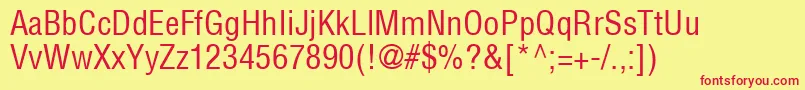 HelveticaLtCondensedMedium-Schriftart – Rote Schriften auf gelbem Hintergrund