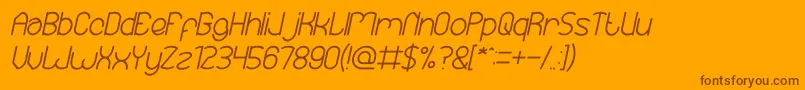 Fonte EssentialArrangementBoldItalic – fontes marrons em um fundo laranja