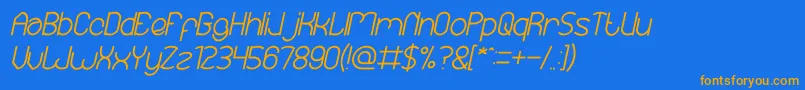 フォントEssentialArrangementBoldItalic – オレンジ色の文字が青い背景にあります。