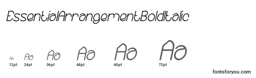 Размеры шрифта EssentialArrangementBoldItalic