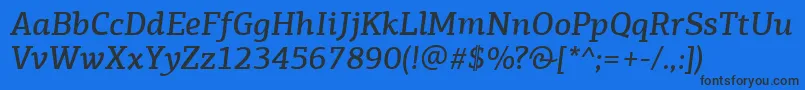 Шрифт PfagoraslabproMediumitalic – чёрные шрифты на синем фоне