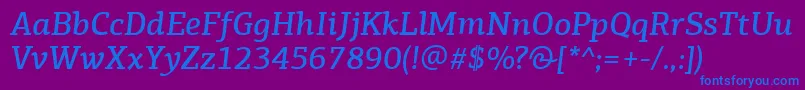 PfagoraslabproMediumitalic-Schriftart – Blaue Schriften auf violettem Hintergrund