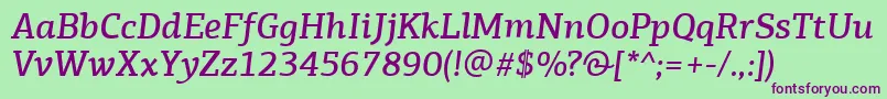 PfagoraslabproMediumitalic Font – Purple Fonts on Green Background