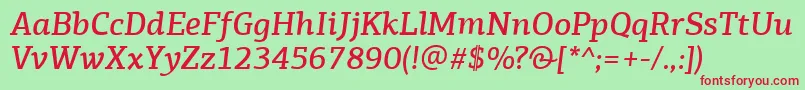 PfagoraslabproMediumitalic Font – Red Fonts on Green Background