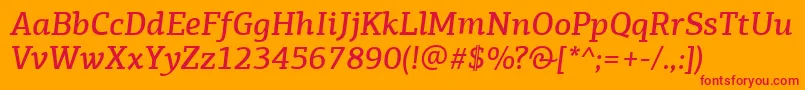 PfagoraslabproMediumitalic Font – Red Fonts on Orange Background