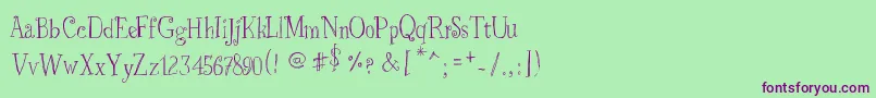 JustSkinny Font – Purple Fonts on Green Background