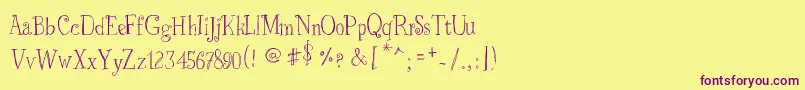 JustSkinny Font – Purple Fonts on Yellow Background