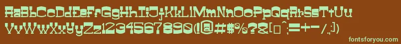 フォントClayfeetV0.0.1 – 緑色の文字が茶色の背景にあります。