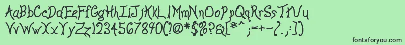 フォントAnywb – 緑の背景に黒い文字