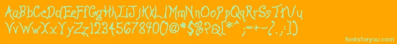 Anywb Font – Green Fonts on Orange Background