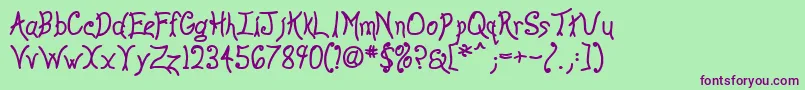 Anywb-Schriftart – Violette Schriften auf grünem Hintergrund