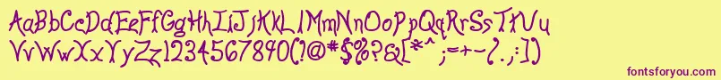 Anywb-Schriftart – Violette Schriften auf gelbem Hintergrund
