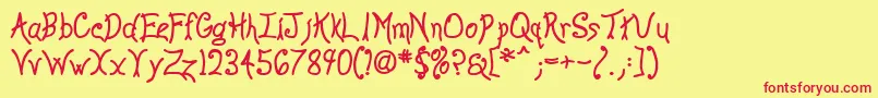 Anywb Font – Red Fonts on Yellow Background