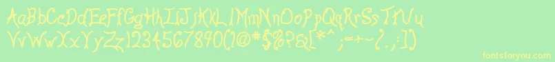 フォントAnywb – 黄色の文字が緑の背景にあります