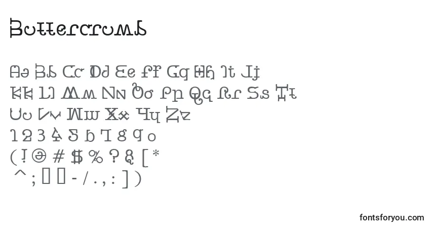 Fuente Buttercrumb - alfabeto, números, caracteres especiales