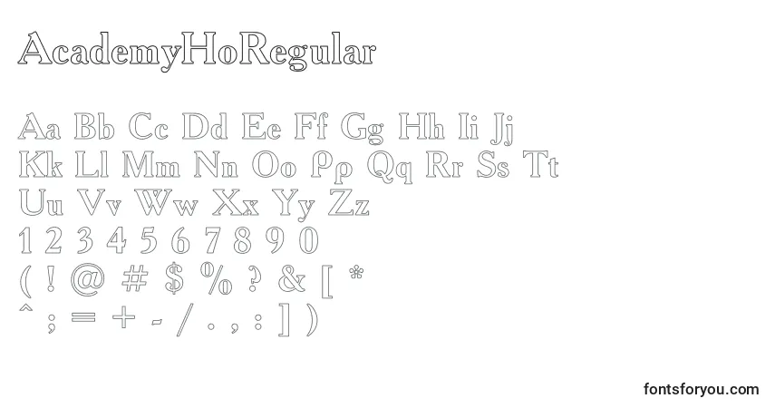 Fuente AcademyHoRegular - alfabeto, números, caracteres especiales