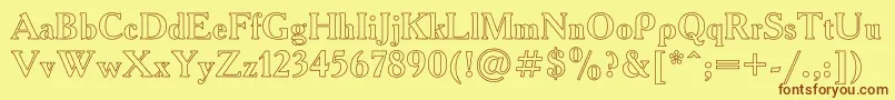 AcademyHoRegular Font – Brown Fonts on Yellow Background