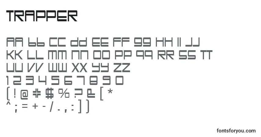 Czcionka Trapper – alfabet, cyfry, specjalne znaki