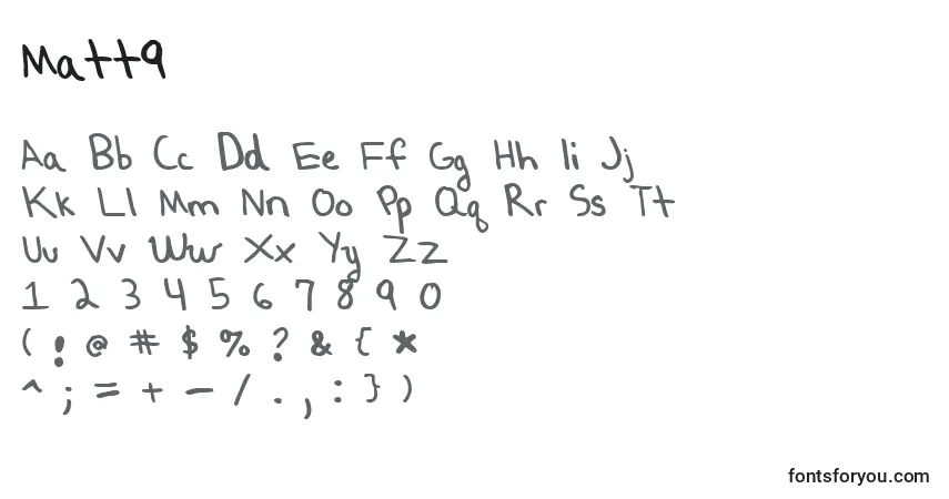 Шрифт Matt9 – алфавит, цифры, специальные символы