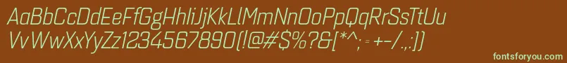 Quarcanormbookitalic Font – Green Fonts on Brown Background