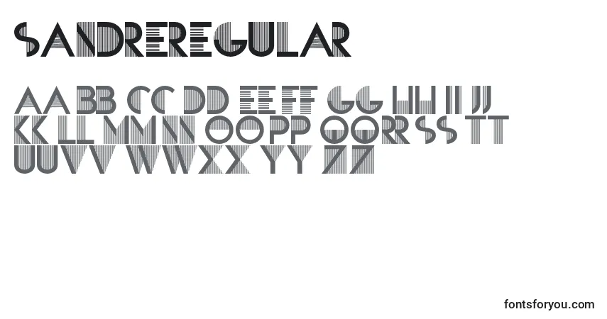 SandreRegular (117720)フォント–アルファベット、数字、特殊文字