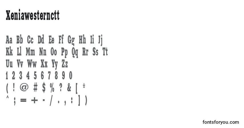 Schriftart Xeniawesternctt – Alphabet, Zahlen, spezielle Symbole