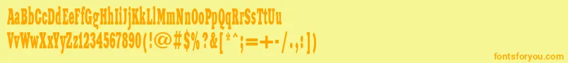 フォントXeniawesternctt – オレンジの文字が黄色の背景にあります。