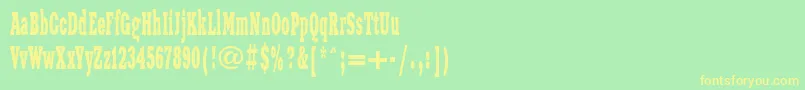 フォントXeniawesternctt – 黄色の文字が緑の背景にあります