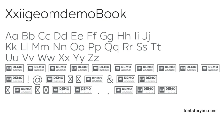 A fonte XxiigeomdemoBook – alfabeto, números, caracteres especiais
