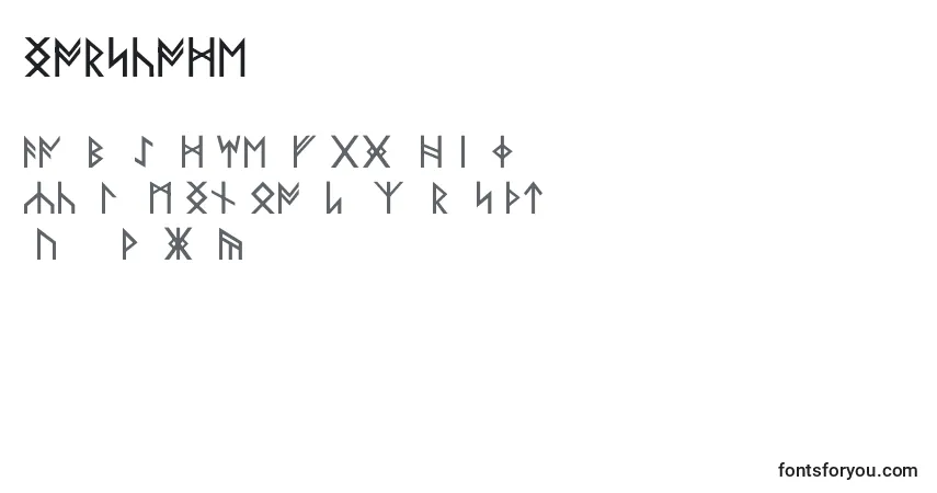 A fonte Norskode – alfabeto, números, caracteres especiais