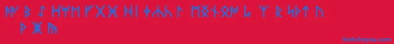 フォントNorskode – 赤い背景に青い文字