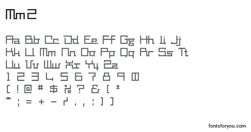 A fonte Mm2 – alfabeto, números, caracteres especiais