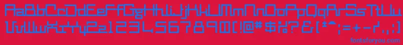 Mm2-Schriftart – Blaue Schriften auf rotem Hintergrund
