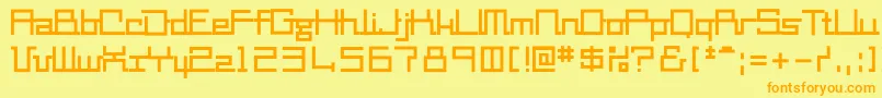 フォントMm2 – オレンジの文字が黄色の背景にあります。