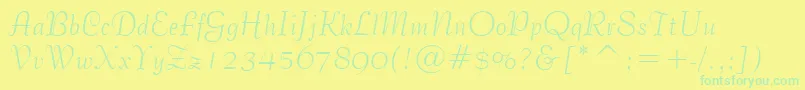 BernhardTangoBt-Schriftart – Grüne Schriften auf gelbem Hintergrund