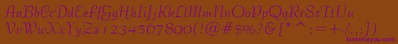 BernhardTangoBt Font – Purple Fonts on Brown Background